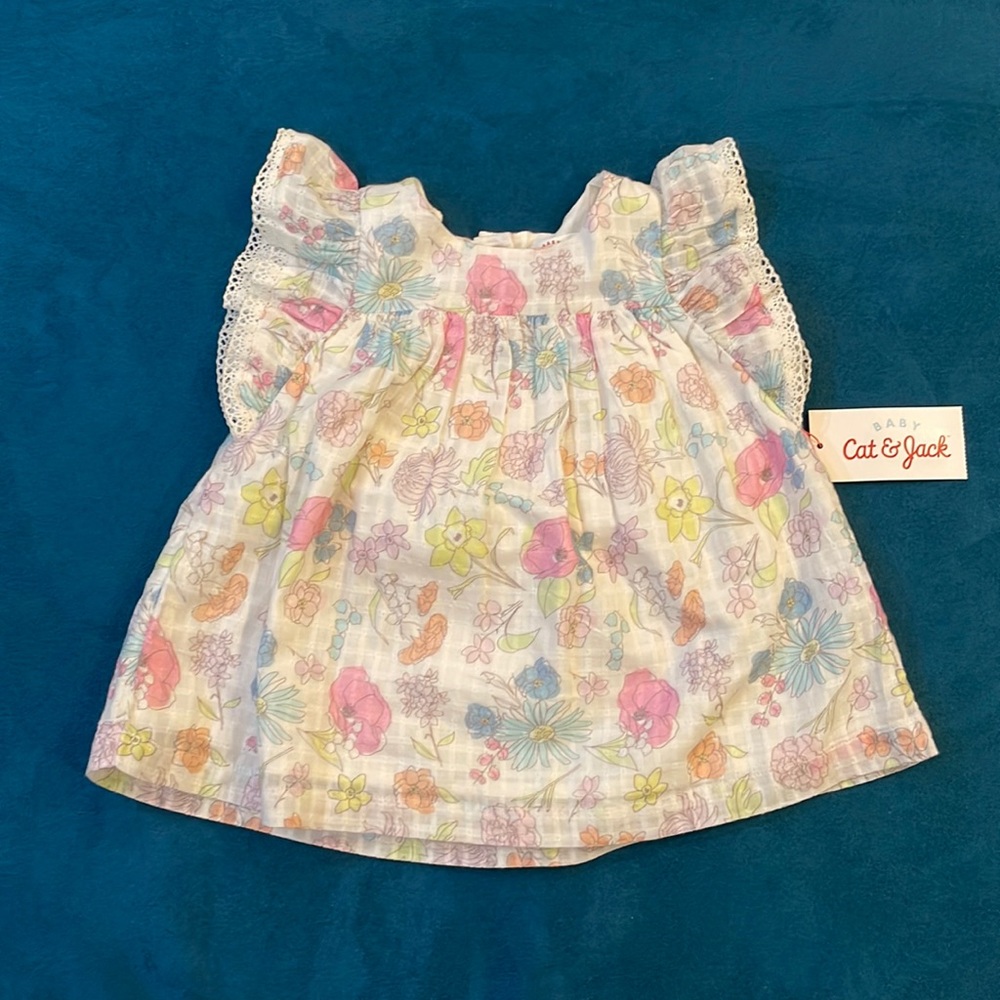 🧡💜 NWT Baby Cat & Jack Floral Dress with coordinating diaper cover